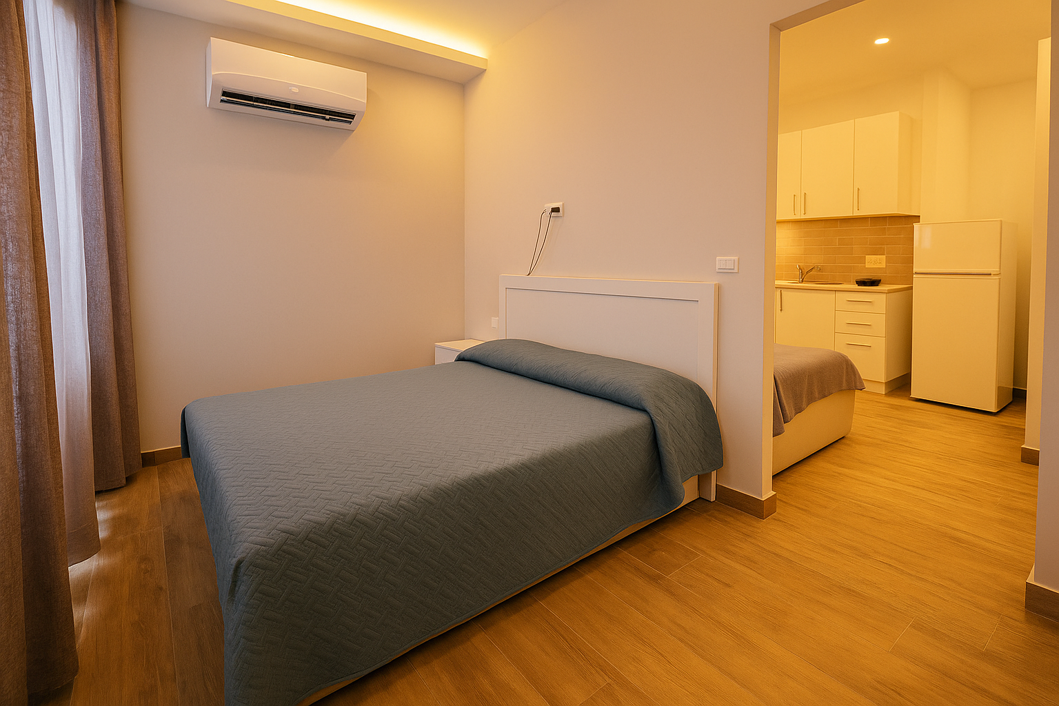 Furnished 1 Bedroom Studio-Apartment for Sale in Saranda – 45m², 5th Floor with Partially Sea View & Elevator, Ideal for Airbnb