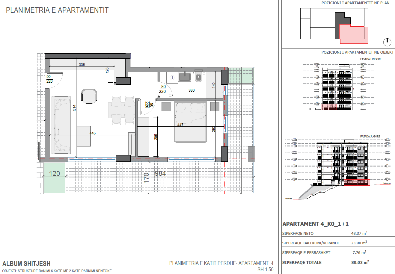 1+1 Seaview Apartment for Sale in Saranda – Butrinti Road Area