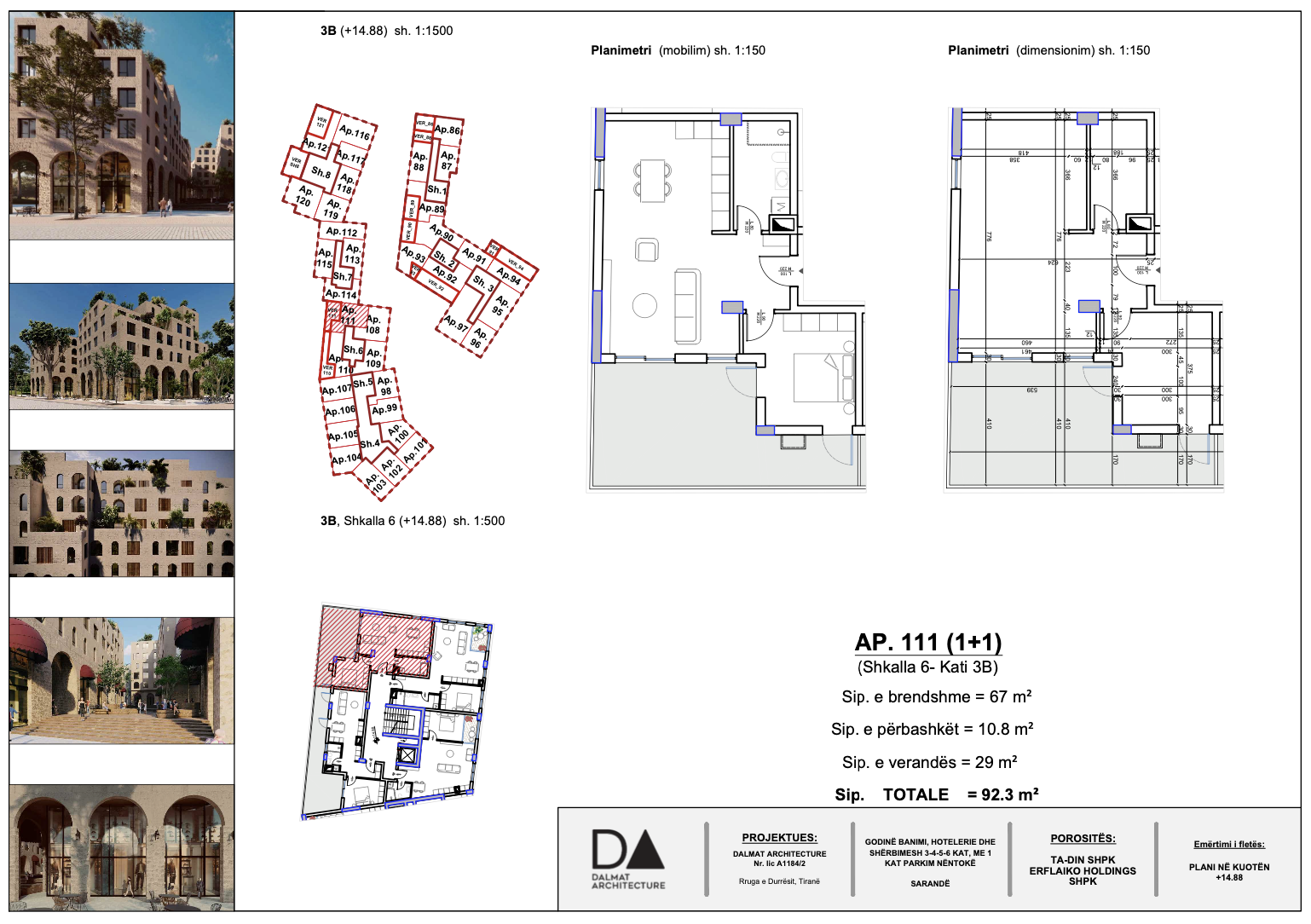 Seaview 1-Bedroom Apartment for Sale in Saranda – 92.3 m², 3rd Floor, Bright & Modern Layout
