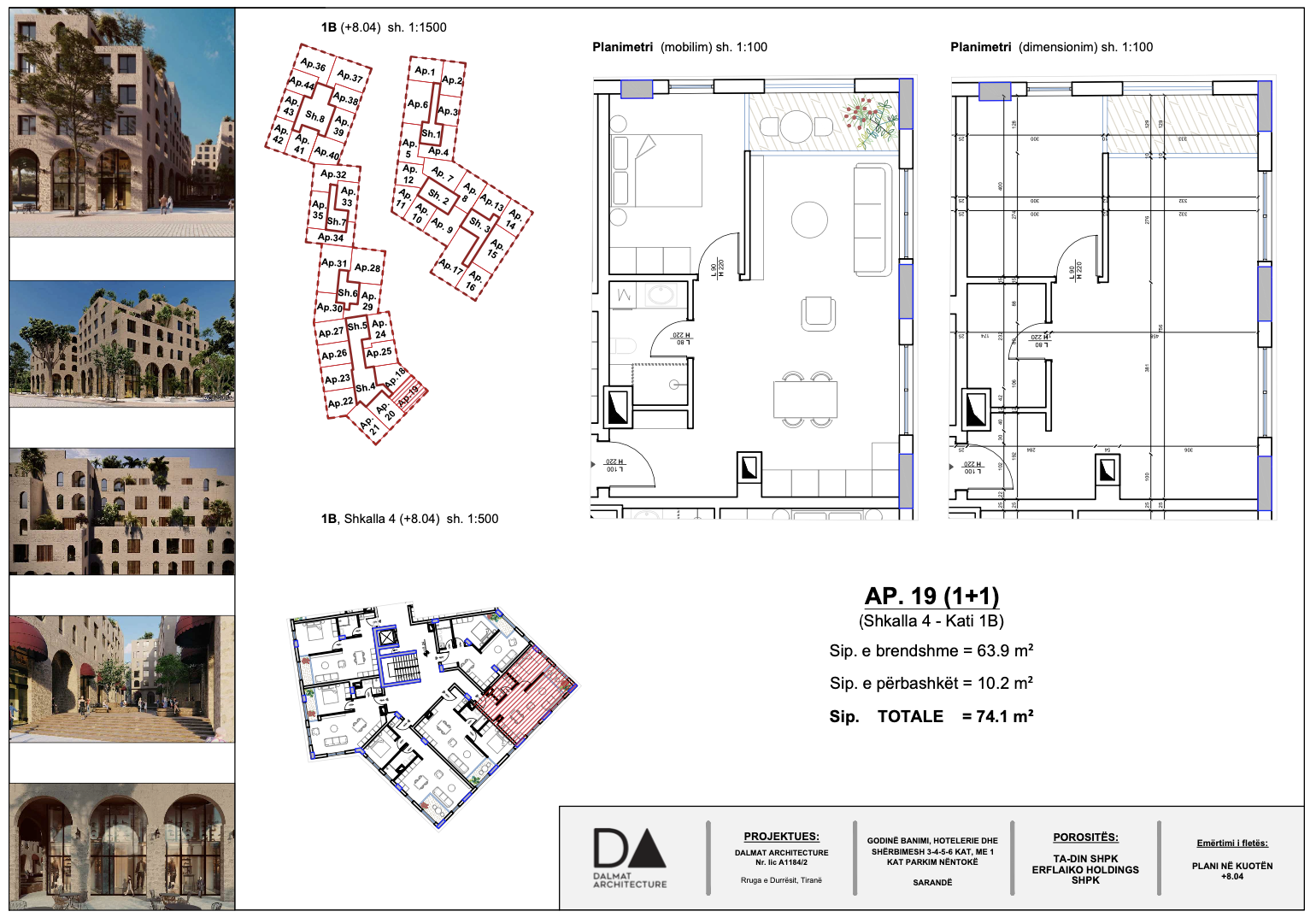 1-rumslägenhet till salu i Saranda – 74,1 m², 1:a våningen, Marina City Park, Nybyggnadsstandard