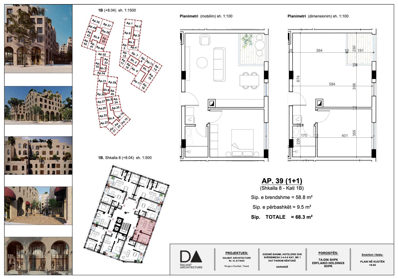 1-Bedroom Apartment for Sale in Saranda – 68.3m², 1st Floor, Marina City Park, Developer’s Standard