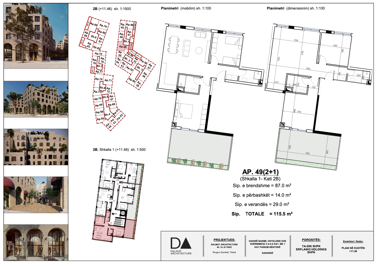 Spacious 2-Bedroom Apartment for Sale in Saranda – 115.5 m², 2 Bathrooms, 2nd Floor, Modern Residence