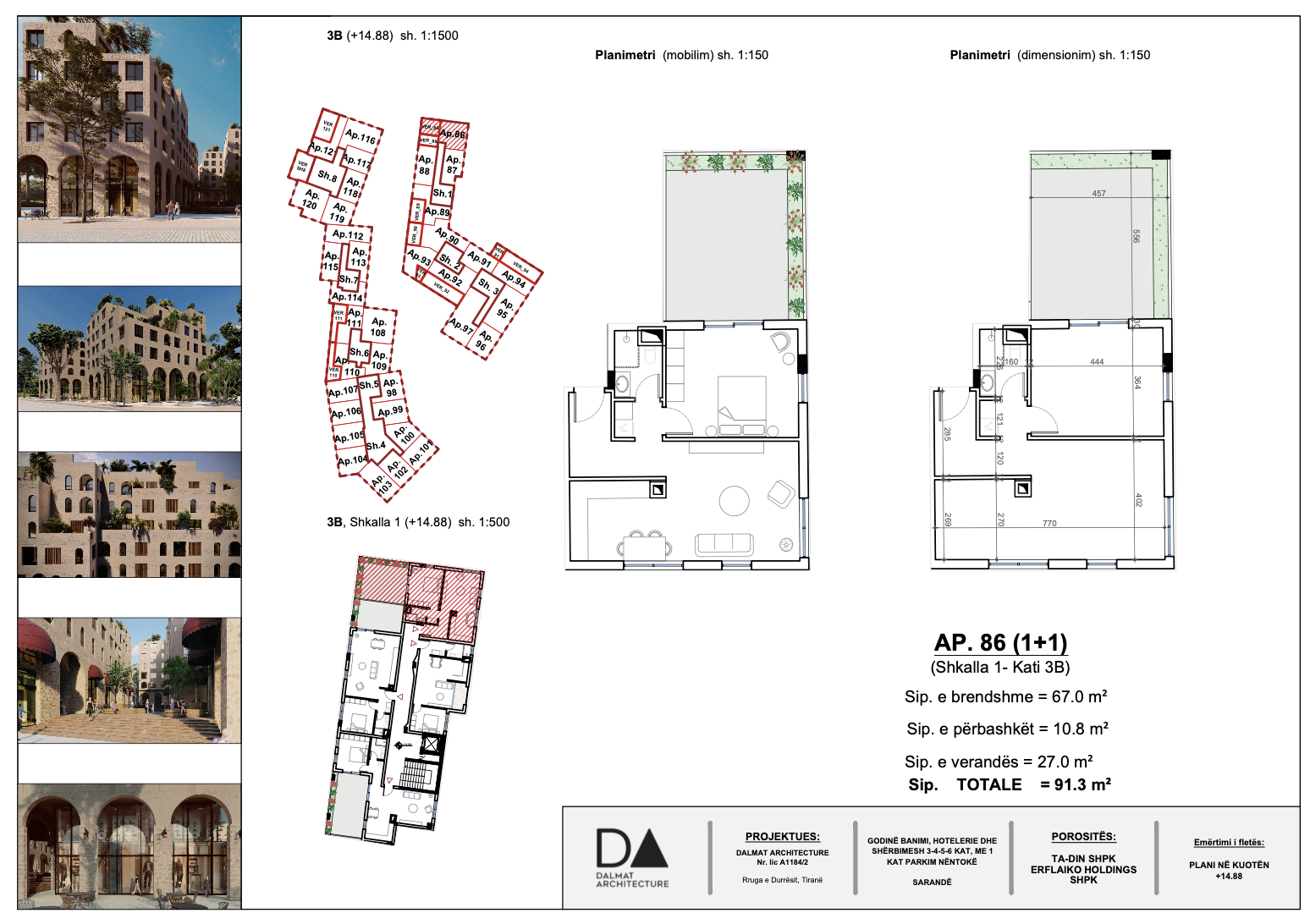 Rymlig 1-rumslägenhet till salu i Saranda – 91 m², 3:e våningen, ljus och modern planlösning