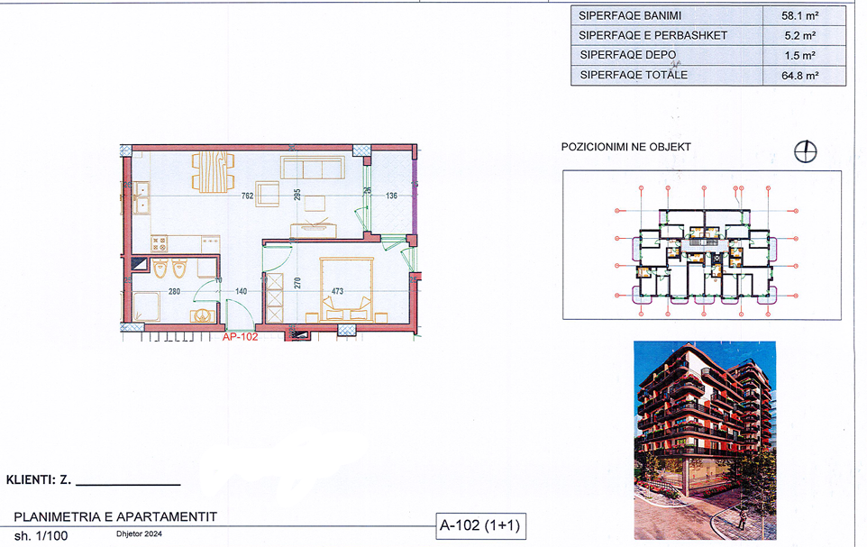 1-Bedroom Apartment for Sale in Saranda – Mitat Hoxha Street, 100m from the Sea