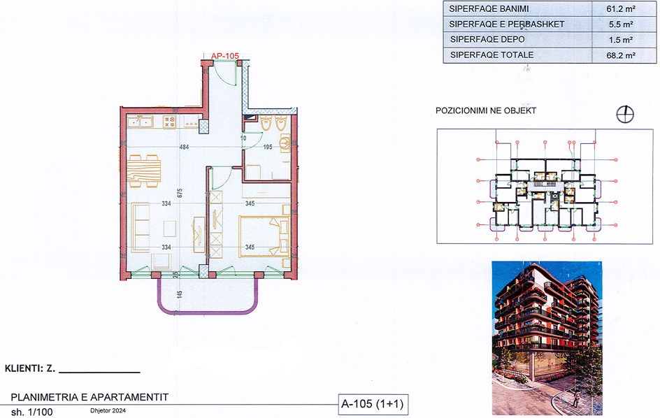 1-Bedroom Apartment for Sale in Saranda – Mitat Hoxha Street, 100m from the Sea