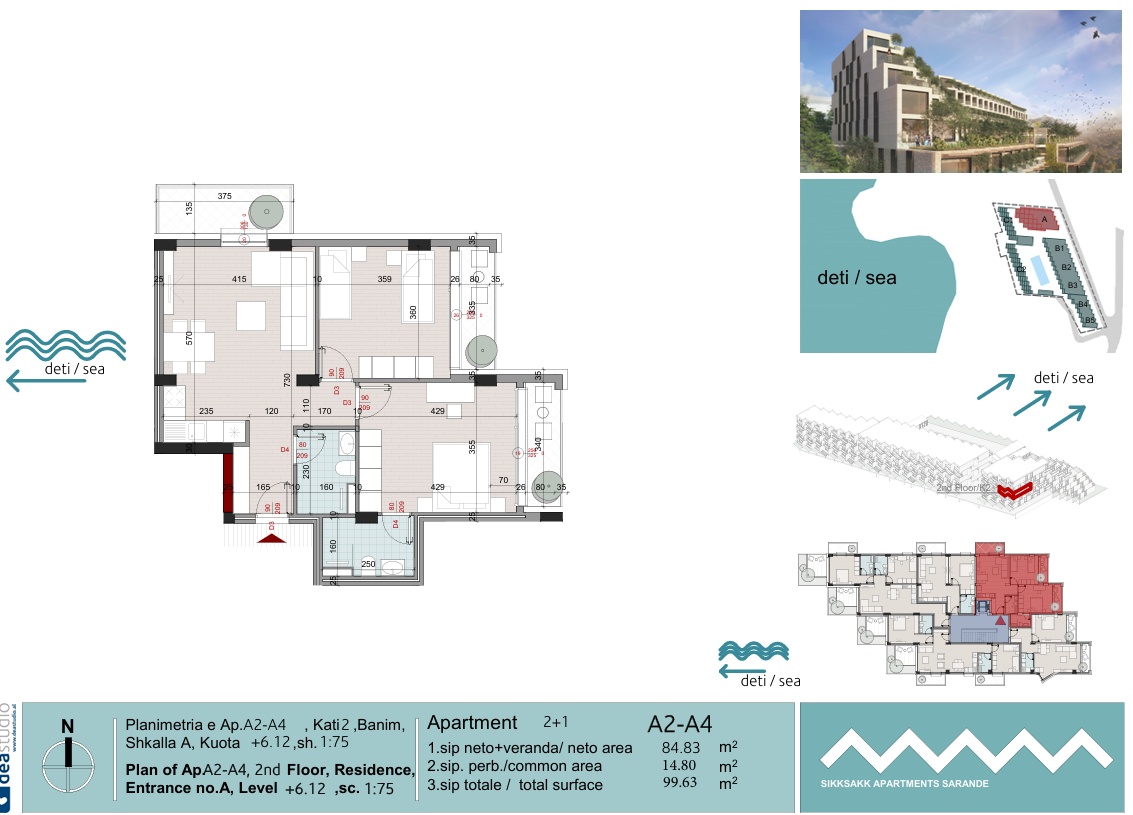 Seaview Property for Sale in Saranda , Albania – 2+1 Apartment at Ionian Bay Residence , First Line