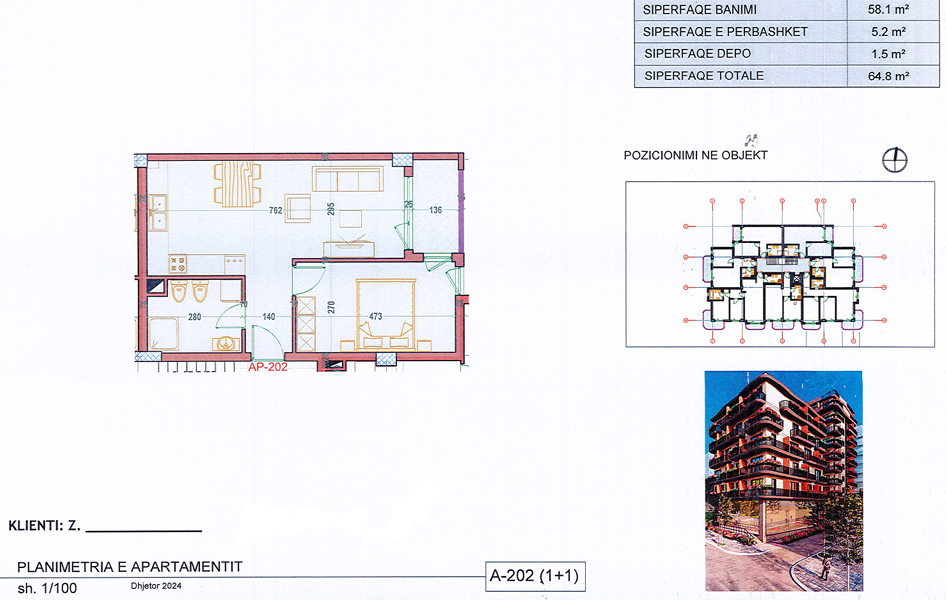 1-Bedroom Apartment for Sale in Saranda – Mitat Hoxha Street, 100m from the Sea