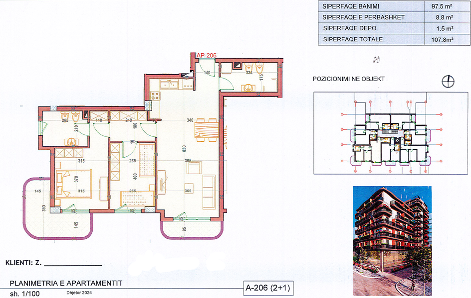2-Bedroom Apartment with 2 Bathrooms for Sale in Saranda – Mitat Hoxha Street, 100m from the Sea