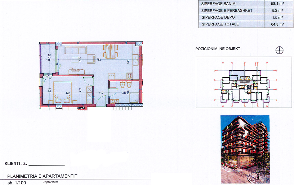 1-Bedroom Apartment for Sale in Saranda – Mitat Hoxha Street, 100m from the Sea