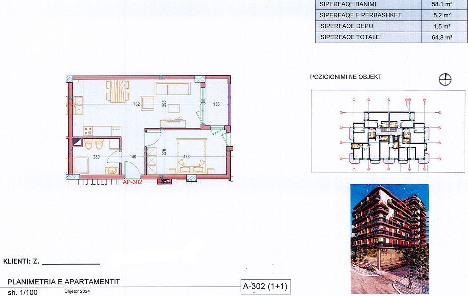 1-Bedroom Apartment for Sale in Saranda – Mitat Hoxha Street, 100m from the Sea