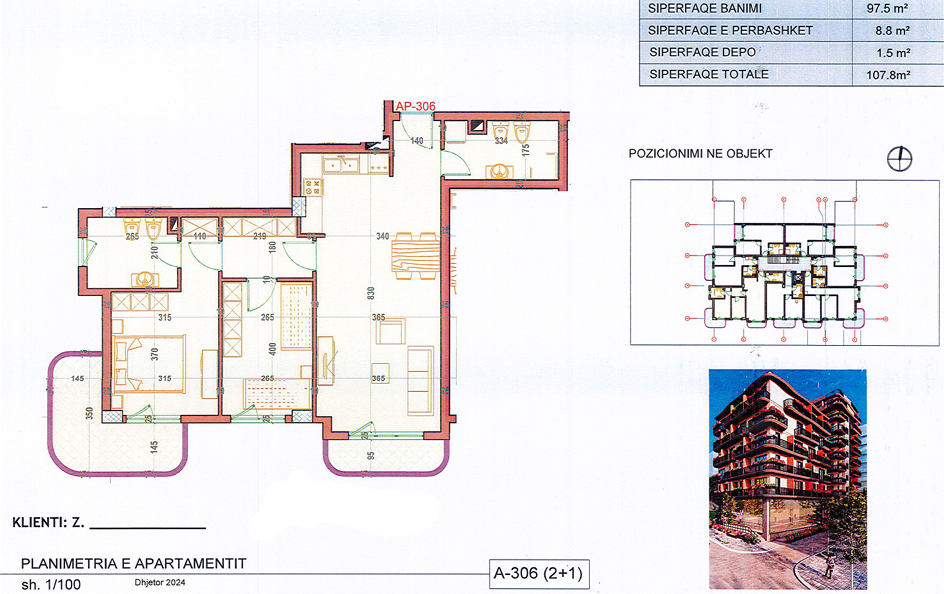 2-Bedroom, 2-Bathroom Apartment for Sale in Saranda – Mitat Hoxha Street, 100m from the Sea