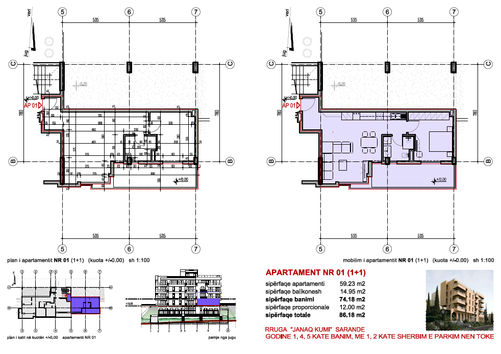 Bright 1+1 Apartment for Sale in Saranda – Large Veranda, First Residential Floor, Quality Build