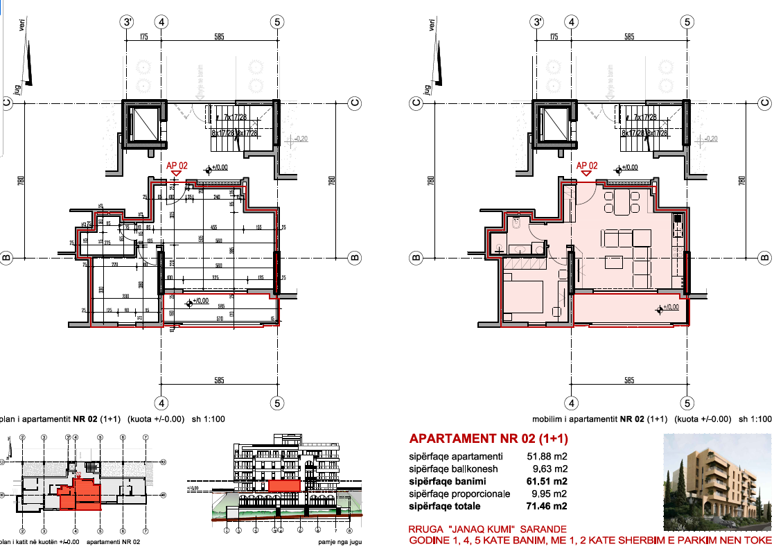 Comfortable 1+1 Apartment in Saranda – Large Veranda, First Residential Floor, Quality Build