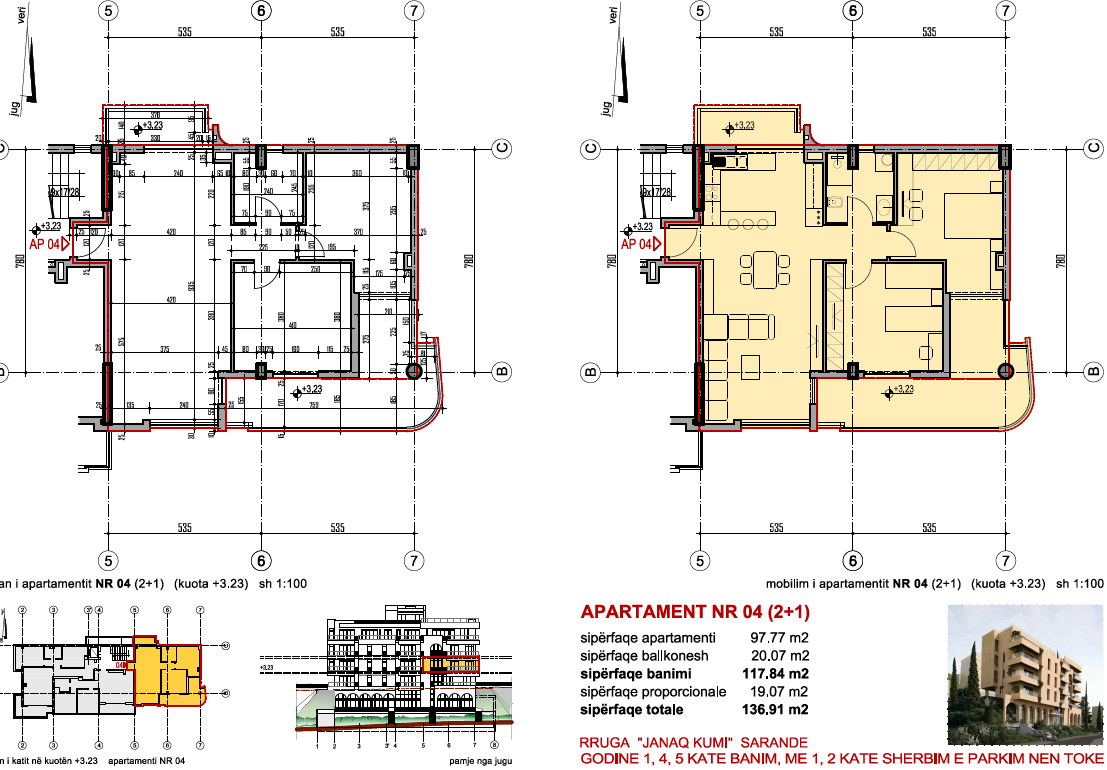 Spacious 2+1 Apartment in Saranda – 136.91 m², Large Veranda, 2nd Residential Floor
