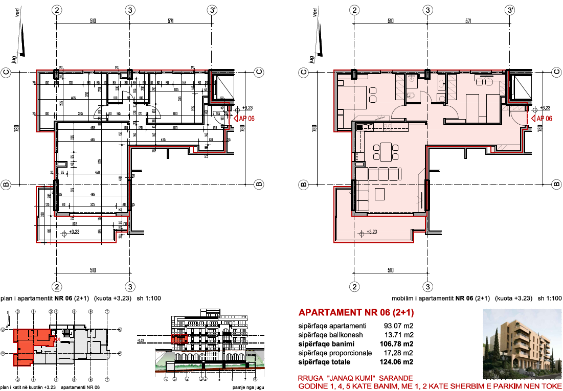 Bright Seaview 2+1 Apartment in Saranda – 124.06 m², Large Veranda, 2nd Residential Floor
