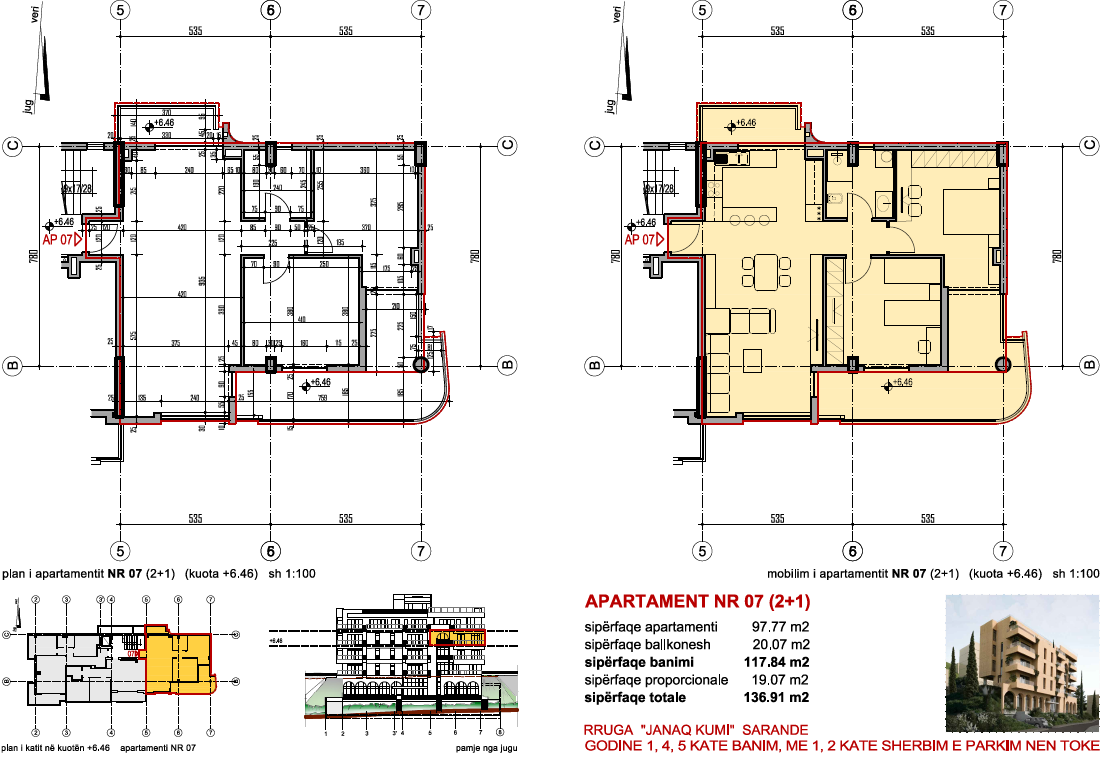 Sea-View 2+1 Apartment in Saranda – 136.91 m², Large Veranda, 3rd Residential Floor