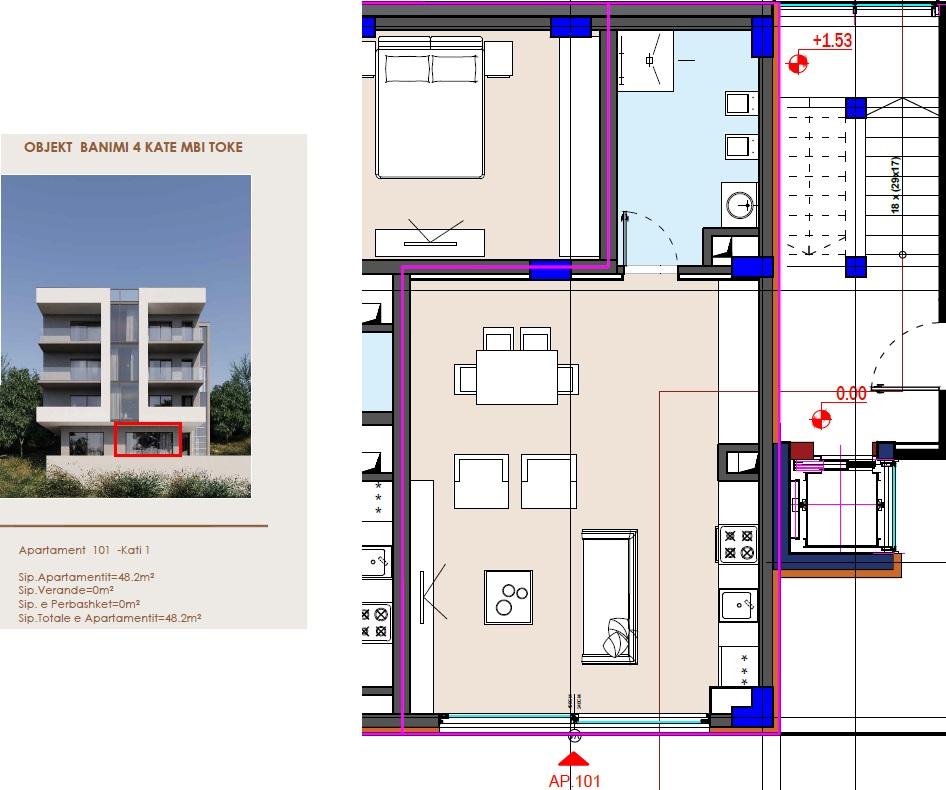 1+1 Apartment for Sale in Saranda – New Building, Quiet Area Near the Center