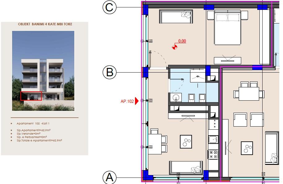 1+1 Apartment for Sale in Saranda – First Floor, New Residence Near the Center