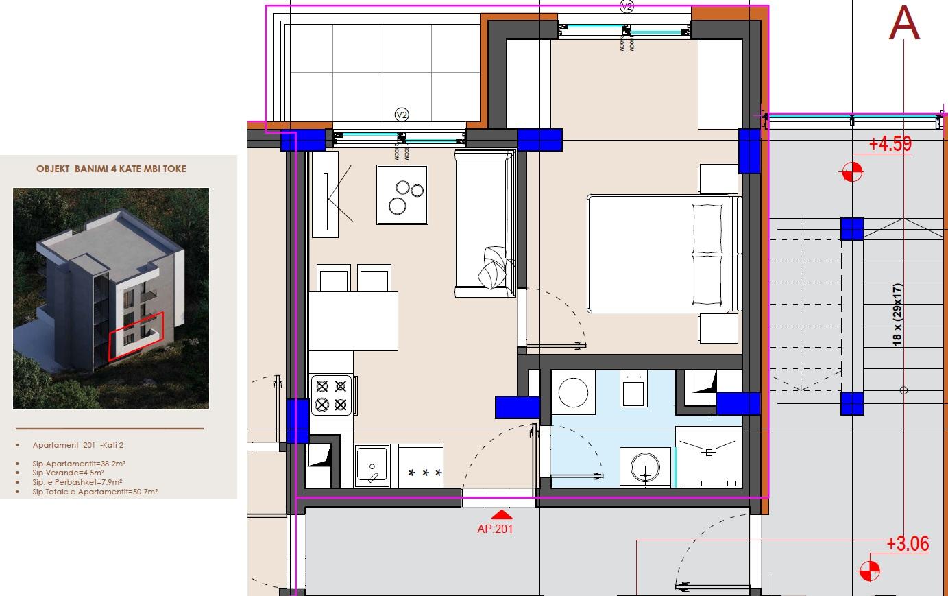 1+1 Seaview Apartment for Sale in Saranda – New Build, Second Floor with Elevator