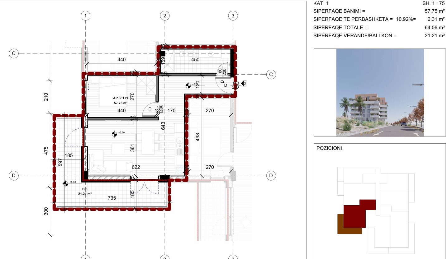 Luxury 1-Bedroom Apartment for Sale in Saranda – New Building, Big Balcony, Near Main Street & Beach
