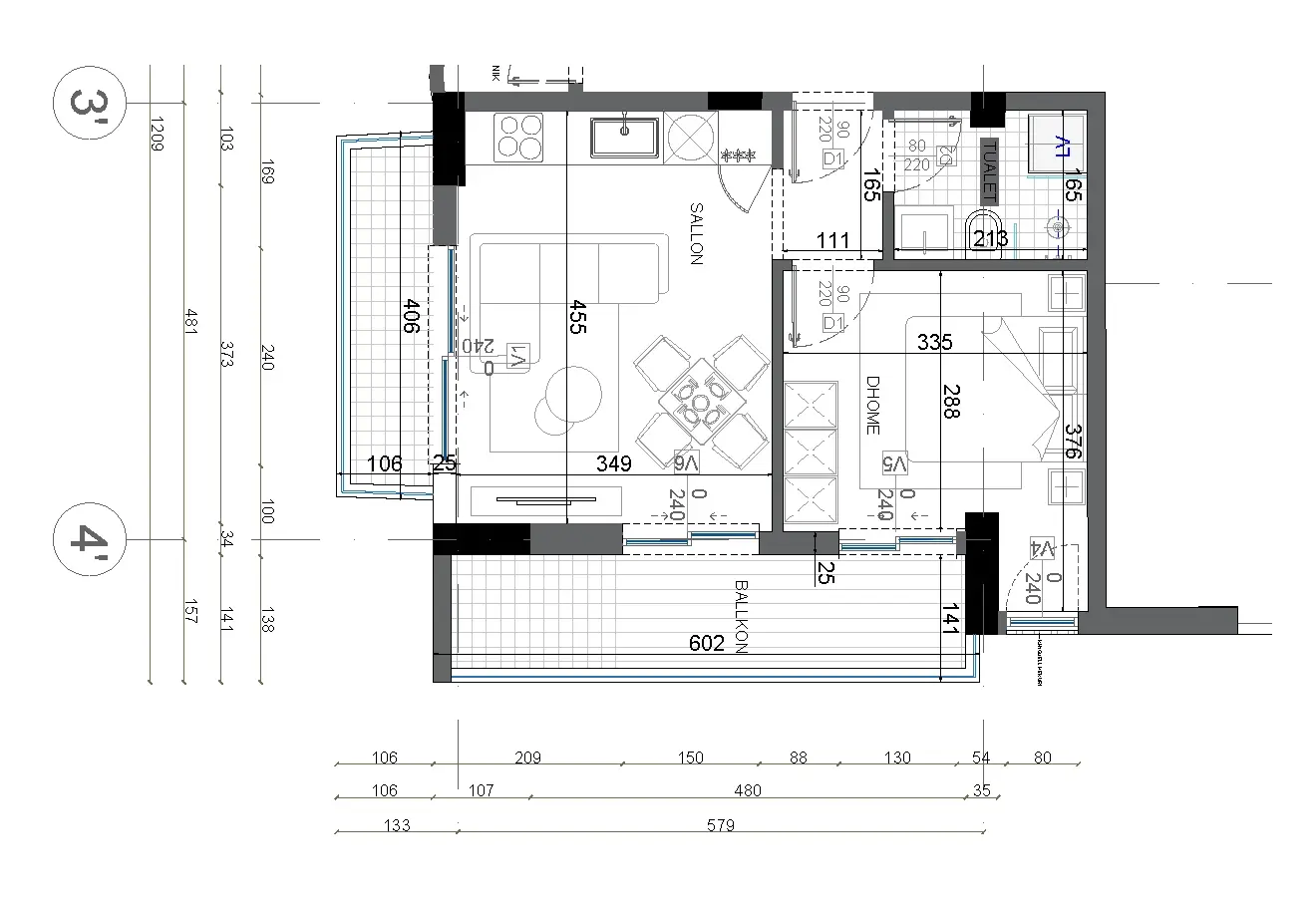 Incantevole appartamento 1+1 con vista mare a Ksamil – 59,3m² | Terzo piano, balcone e piscina