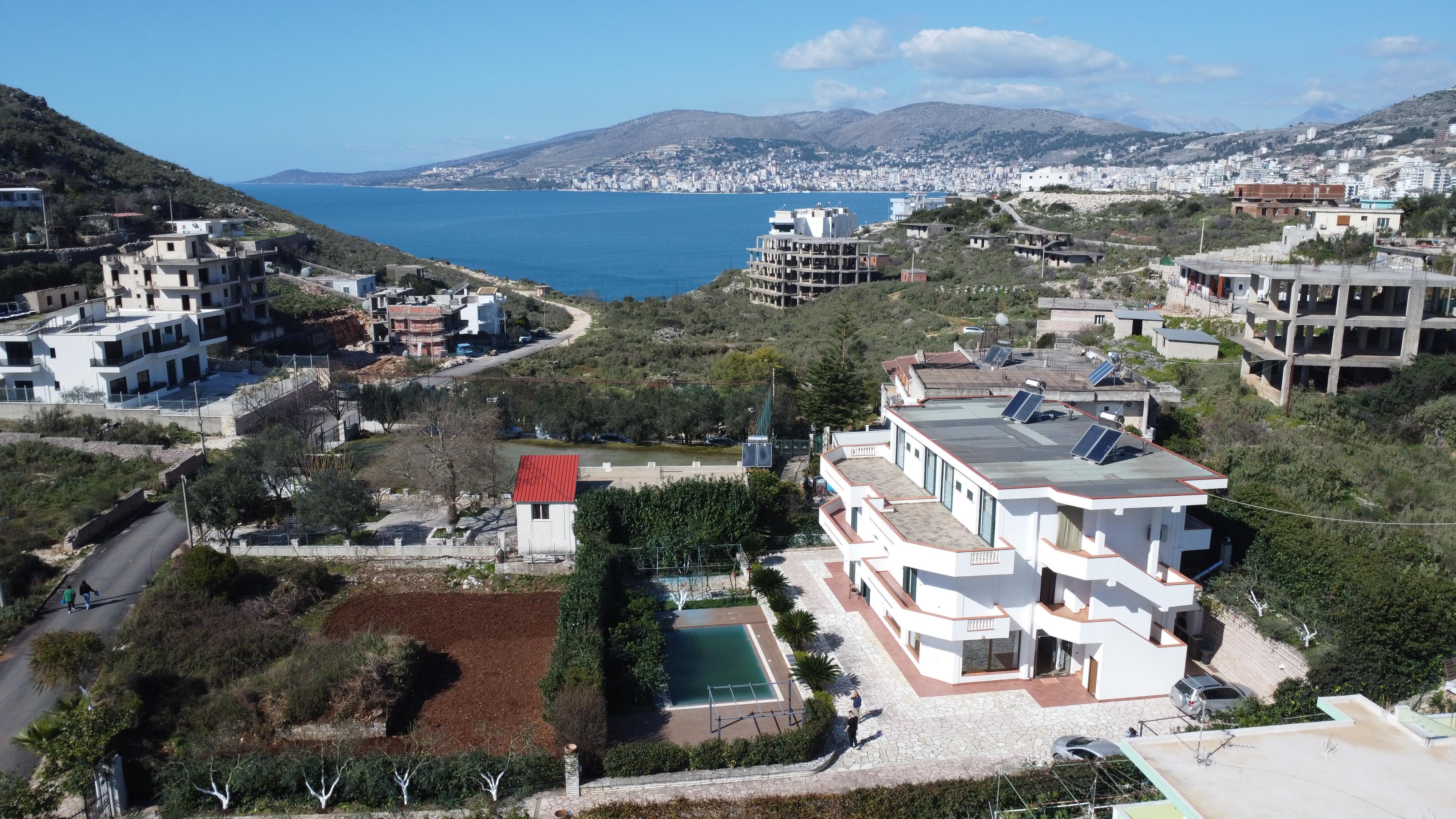 Seaview Villa With 12 Rooms for Sale in Saranda, Albania – Large Estate with Pool and Service Area