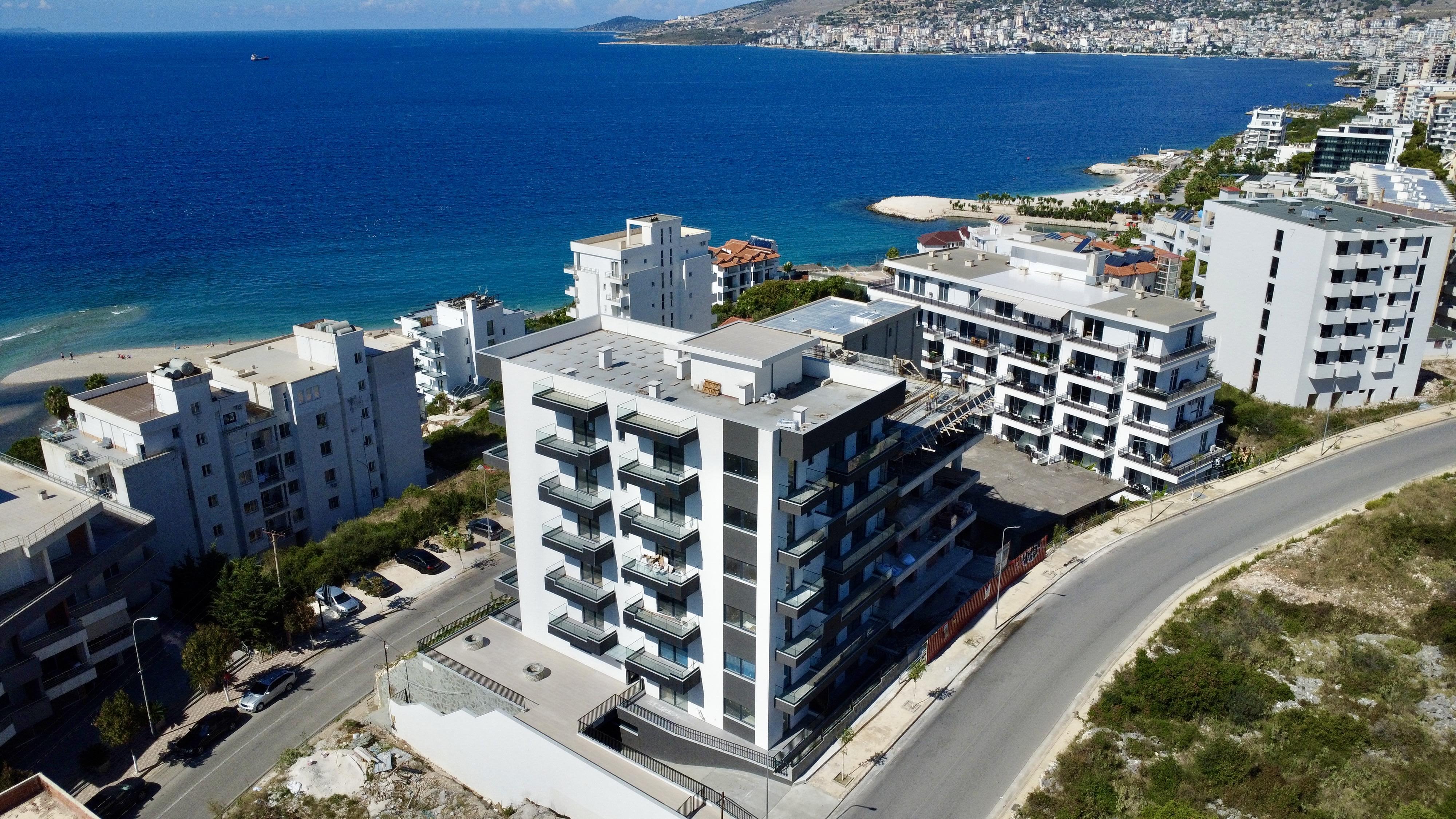 Квартира с видом на море, 2 спальни, на продажу в Саранде – 109 м², новое здание, 100 м от пляжа, 5-й этаж