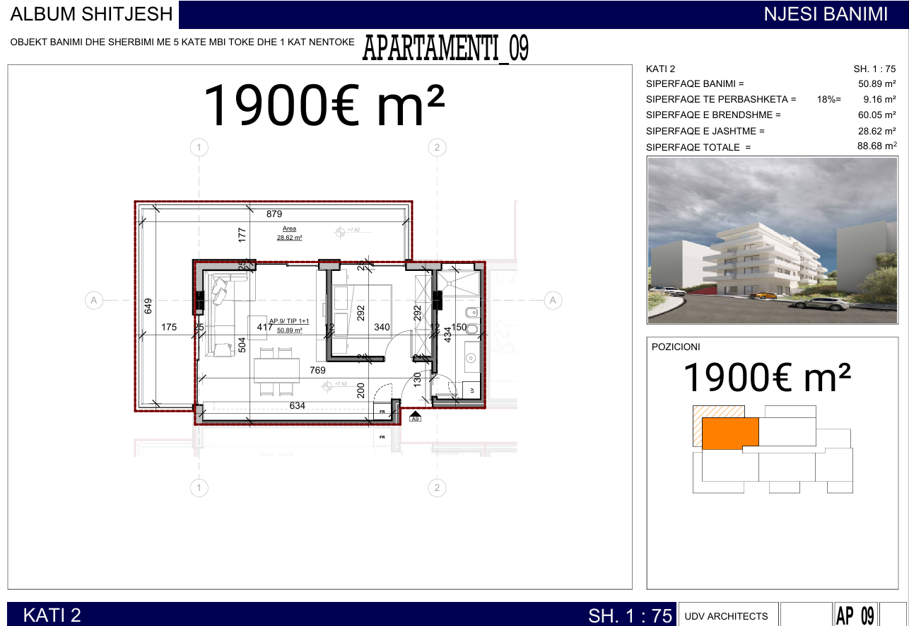 1-Bedroom Apartment for Sale on Rruga Butrinti – New Building, 88.68 m²
